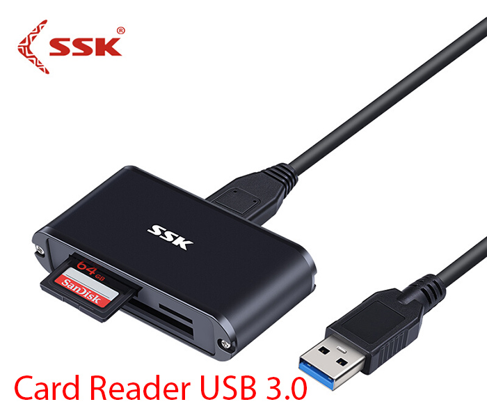 Đầu đọc thẻ Card reader đa năng CF SD TF USB 3.0 SSK SCRM630