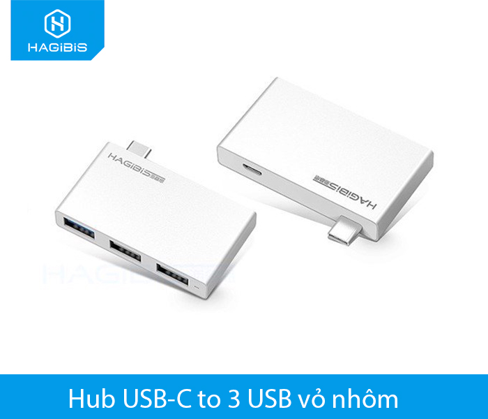 Bộ chia USB-C ra 3 USB vỏ nhôm nhỏ gọn