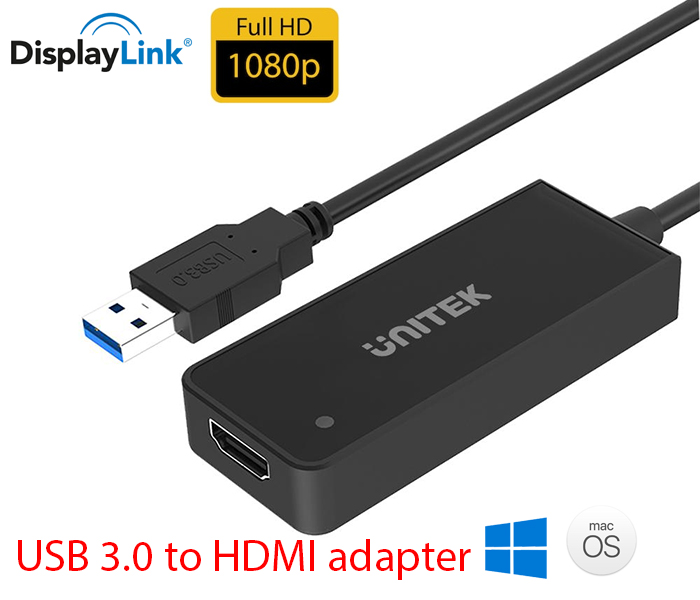 USB 3.0 to HDMI 1080P Unitek Y-3702 mở rộng màn hình phụ cho Laptop, Macbook, PC