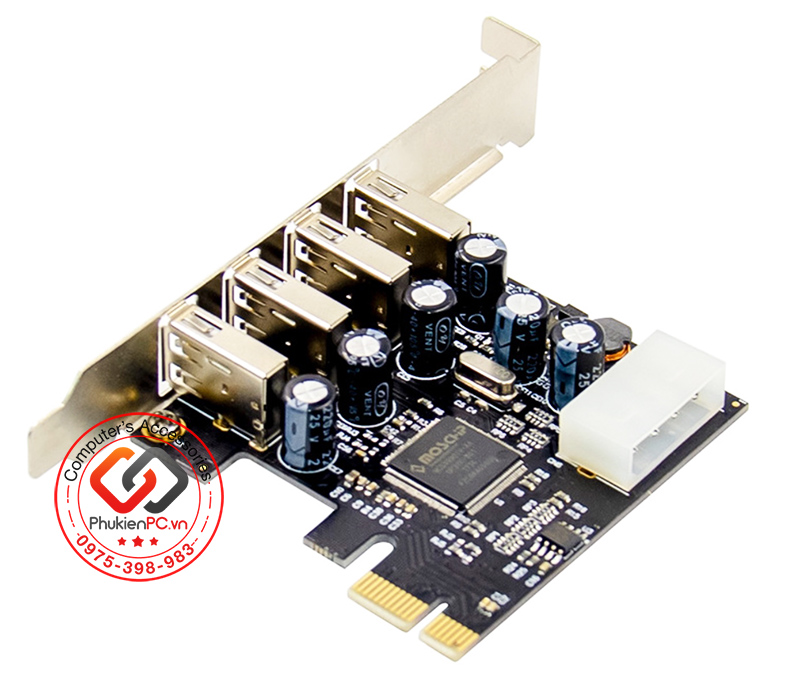 Card PCIe to 4 USB 2.0 hỗ trợ Win 7 10 Server