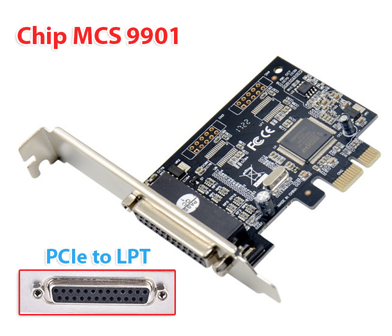 Card PCI-E 1X to LPT DB25 Chip MCS 9901