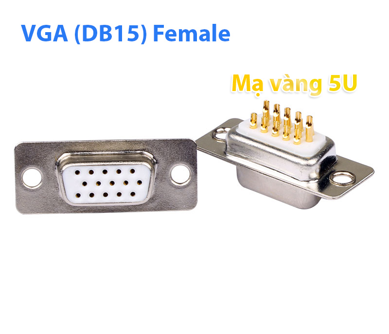 Đầu hàn cáp VGA DB15 (3 hàng) Female mạ vàng 5U cao cấp