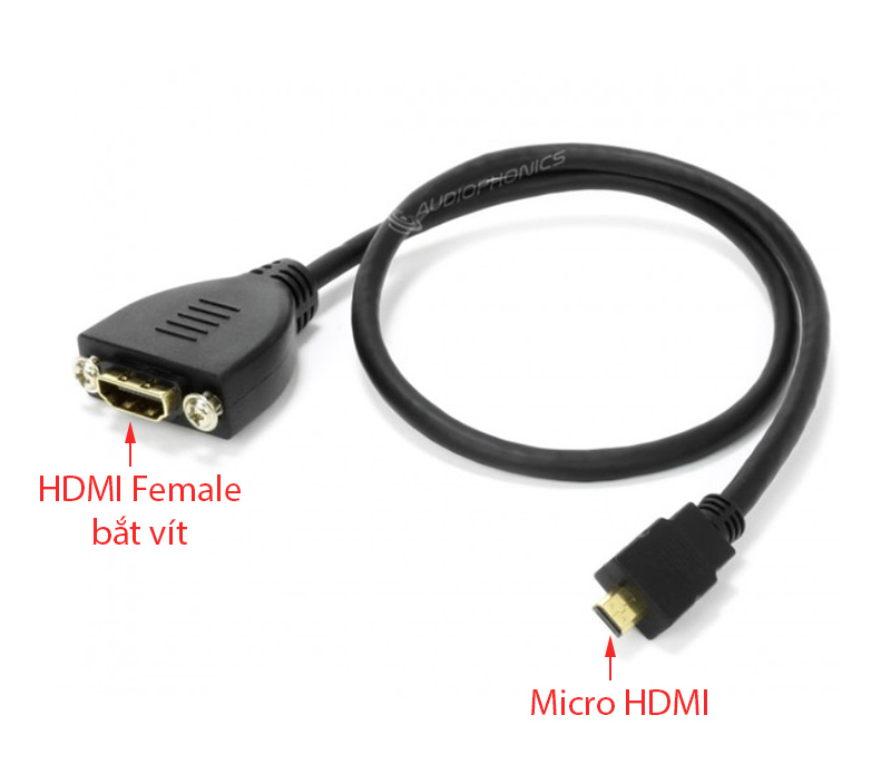 Cáp Micro HDMI to HDMI Female bắt vít 0.5M