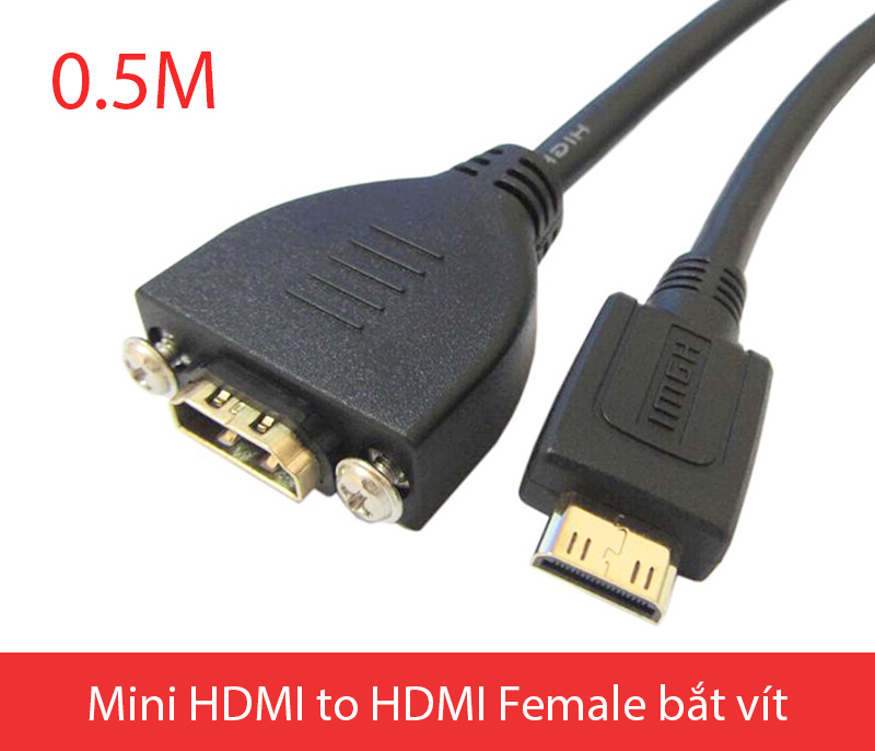 Cáp Mini HDMI to HDMI Female bắt vít 0.5M