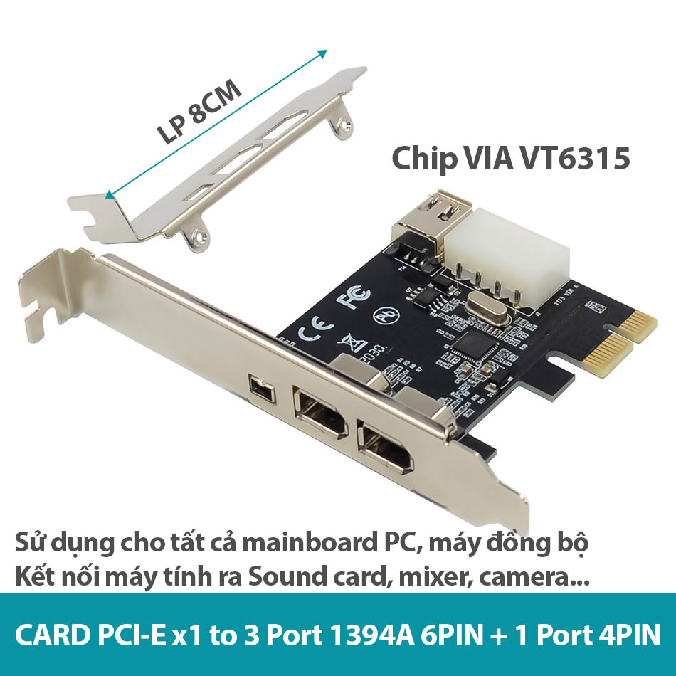 Card PCI-e Firewire 1394A (600, 400) chip VT6315