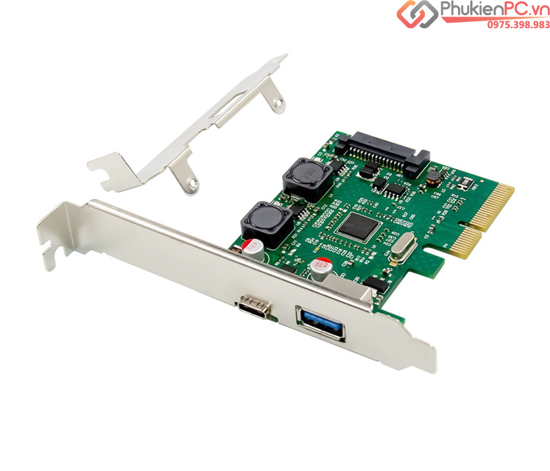 Card mở rộng PCIe 4X to USB 3.1, Type C 10GB Chip ASM3142
