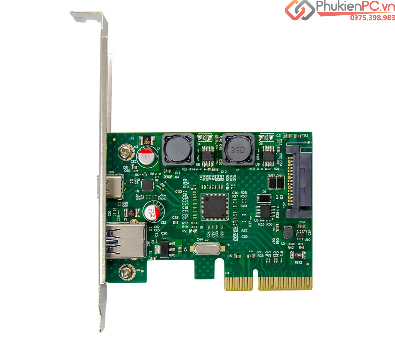 Card mở rộng PCIe 4X to USB 3.1, Type C 10GB Chip ASM3142
