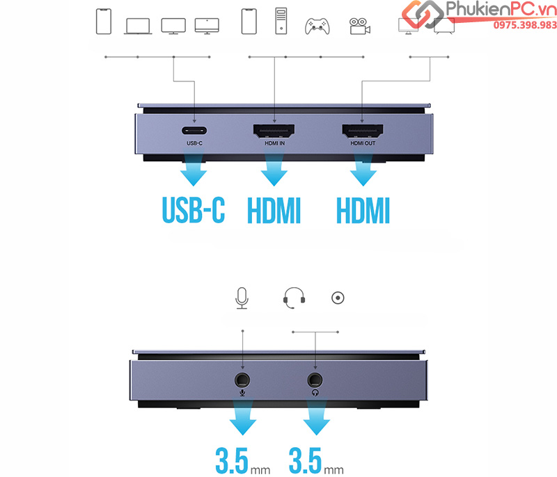 Box ghi hình HDMI to USB 3.0 capture hd1080P 60hz Ugreen