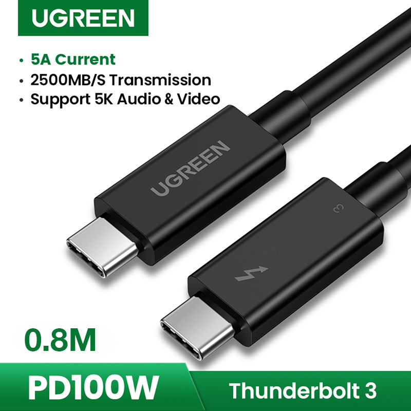 Cáp Thunderbolt 3 0.8M 100W 5K 40Gb Ugreen 70951