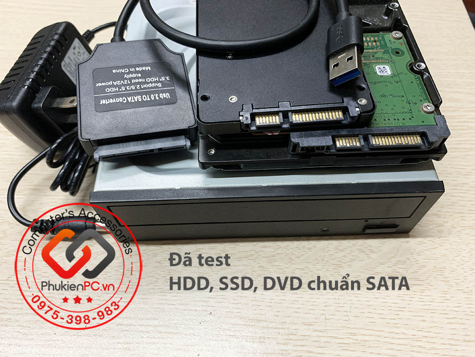 Cáp ổ cứng SSD HDD SATA sang USB 3.0 có nguồn 12V đi kèm