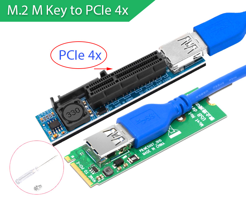 Dây Riser M.2 M key sang PCIe 4X