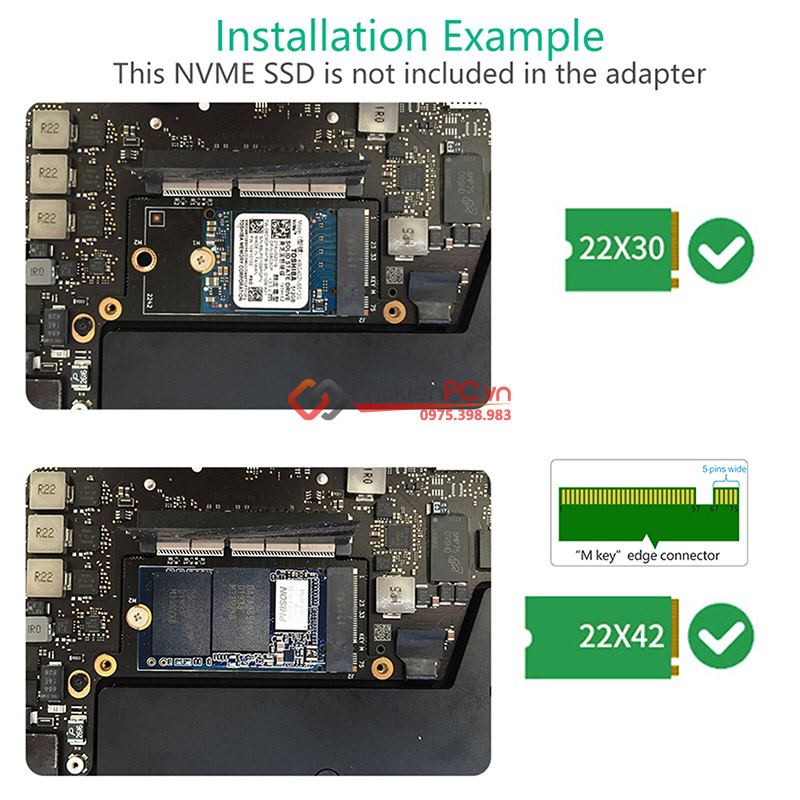 Adapter M.2 NVMe to SSD Macbook Pro 2016-2017 A1708