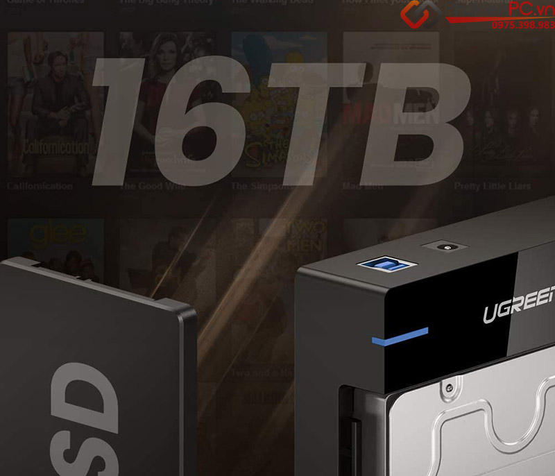 Box ổ cứng HDD/SSD 3.5 Ugreen 50422 hỗ trợ 16TB