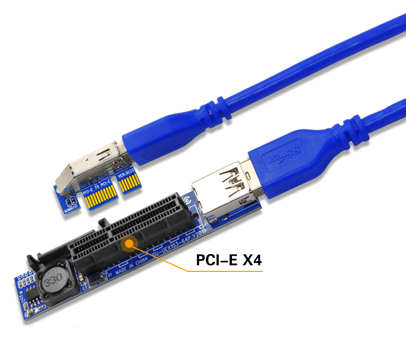 Dây cáp Riser PCIe 1X sang 4X Card LAN RAID, Capture