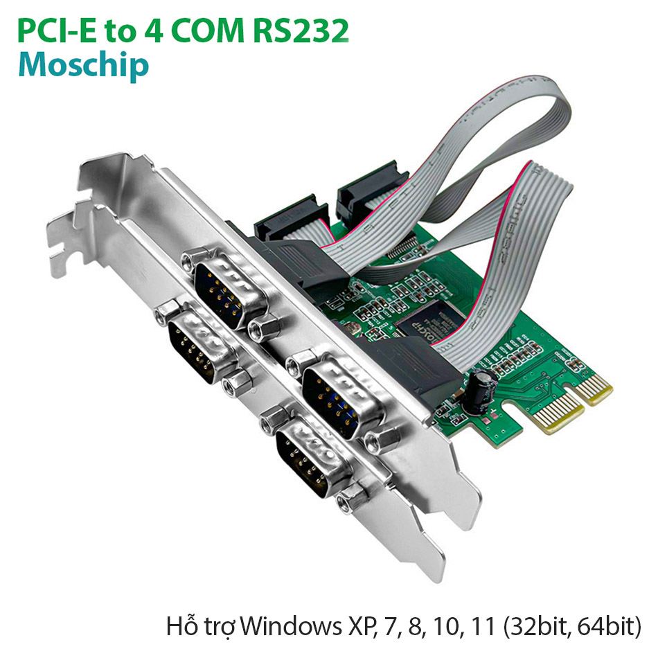 Card mở rộng PCI-E to 4 RS232 Moschip MCS9904 hỗ trợ Win XP 7 10 11