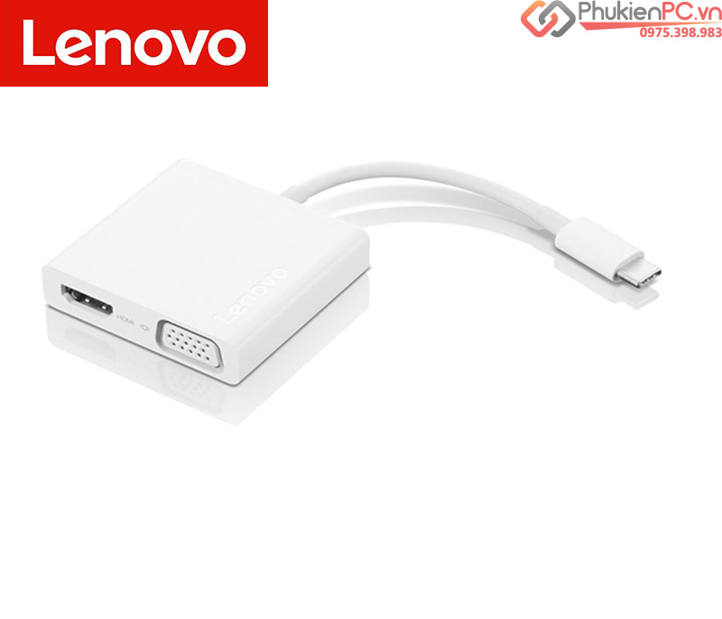 Lenovo USB-C 3-in-1 Hub, 4K HDMI, VGA, USB 3.0