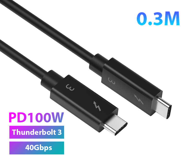 Cáp Thunderbolt 3 0.3M sạc 100W 5K Display 40Gb