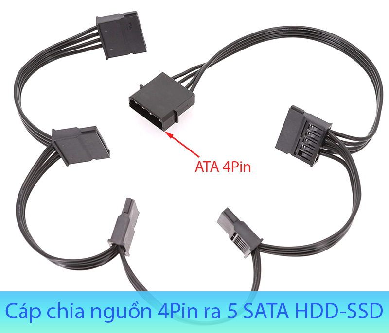 Cáp nguồn 4Pin ATA sang 5 SATA HDD-SSD