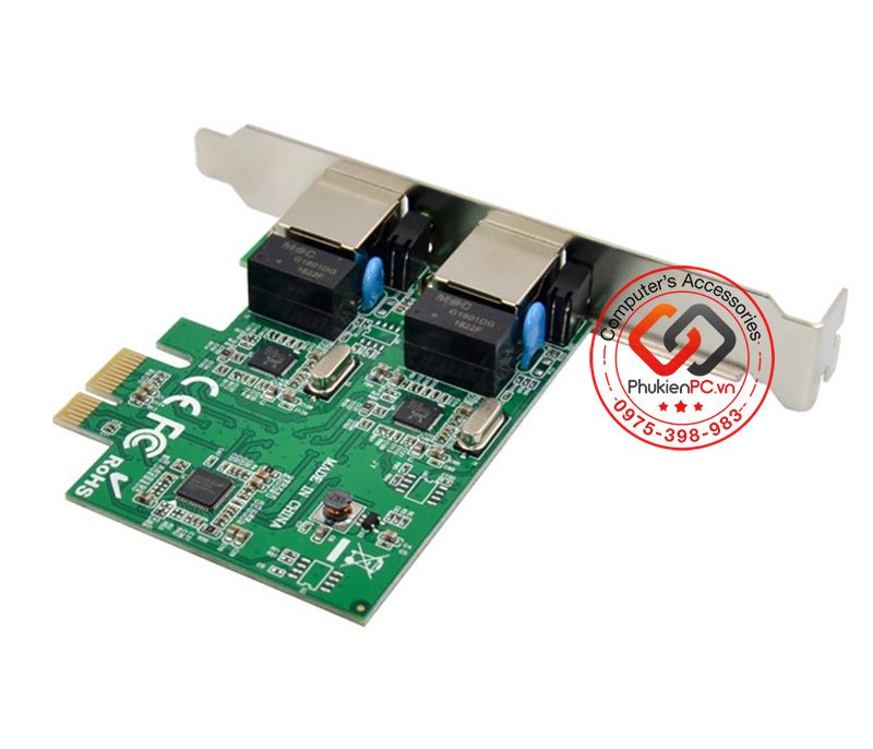 Card mạng PCIe to Dual 2 LAN 10/100/1000 chipset RTL8111