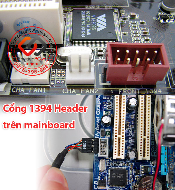 Cáp 1394 Header sang 1394-6Pin PCI Bracket