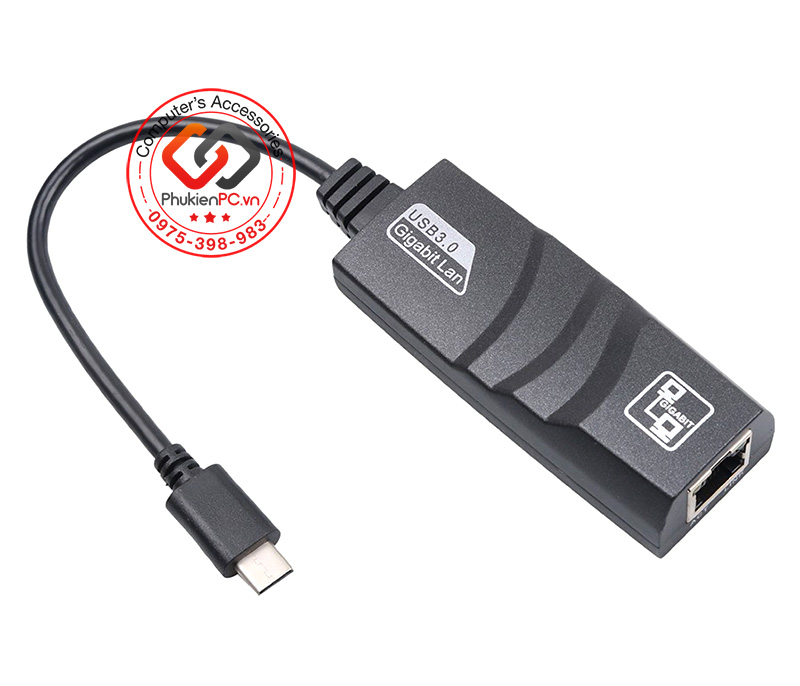 Cáp USB-C/Thunderbolt 3 sang LAN Ethernet 1000 Mbps tự nhận driver