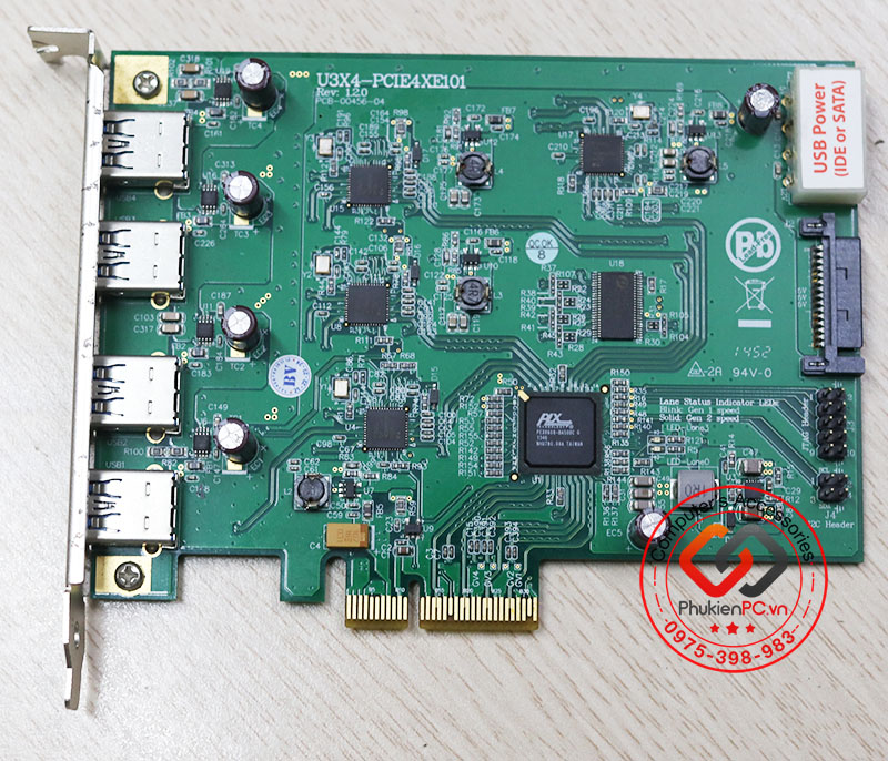 Card PCI-E 4x GEN2 ra 4 USB 3.0 5Gb chip Nec D720202