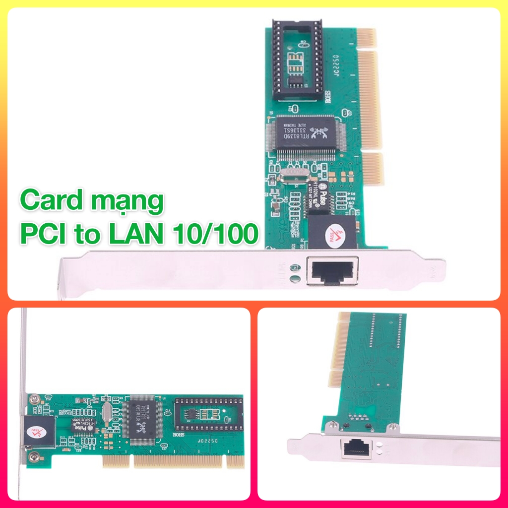 Card PCI sang LAN Ethernet 10/100 chipset cho PC, máy tính đồng bộ DELL, HP, máy tính công nghiệp