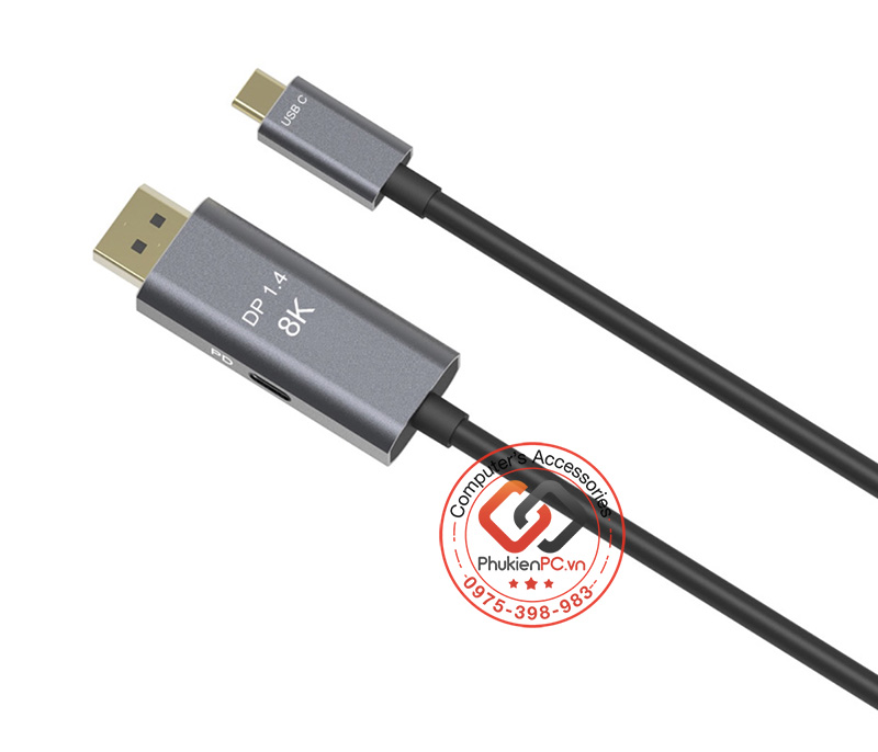 USB-C Thunderbolt 3/4 to Displayport 1.4 8K60hz 4K144hz hỗ trợ sạc PD