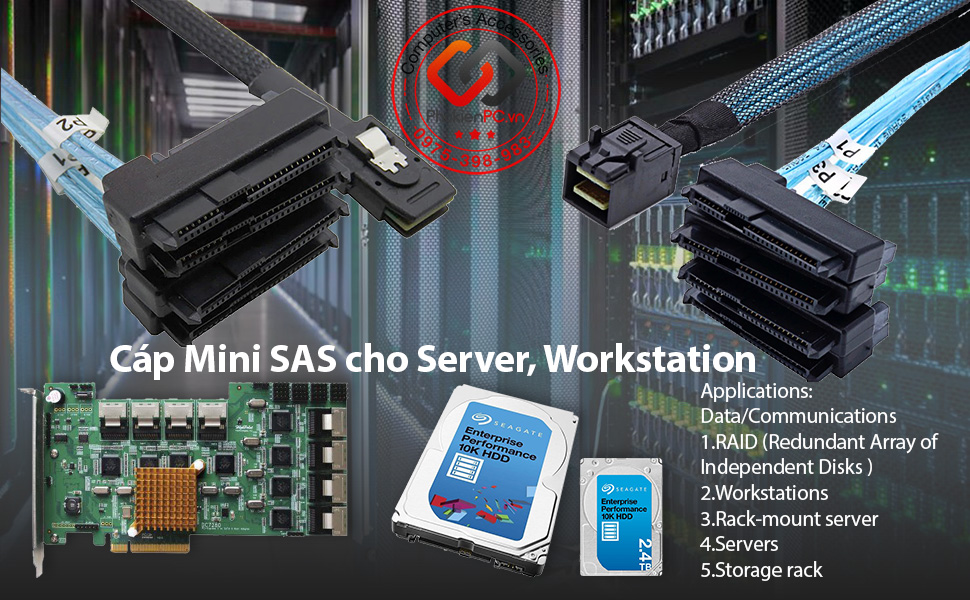 Tổng hợp một số dây cáp Mini SAS 8087 8643 8482 thông dụng Server Card RAID