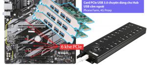 Card mở rộng PCI-E USB 3.0 chuyên dùng cho Phone Farm