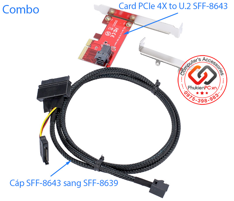 Card PCI-e 4X sang U.2 SFF-8643