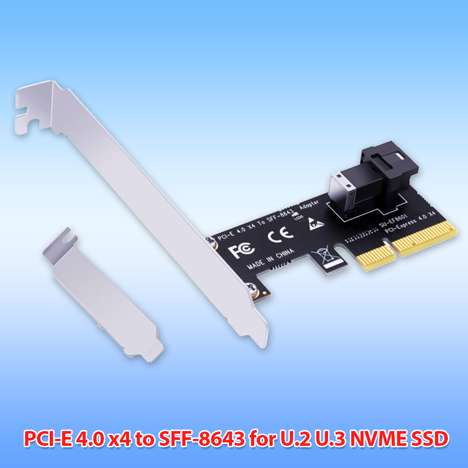 Card PCI-e 4X sang U.2 SFF-8643 gắn SSD U.2 U.3 vào PC, Server máy chủ