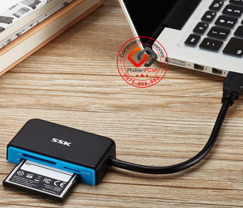Card Reader USB 3.0-Đầu đọc thẻ đa năng CF compactflash, SD, TF hãng SSK