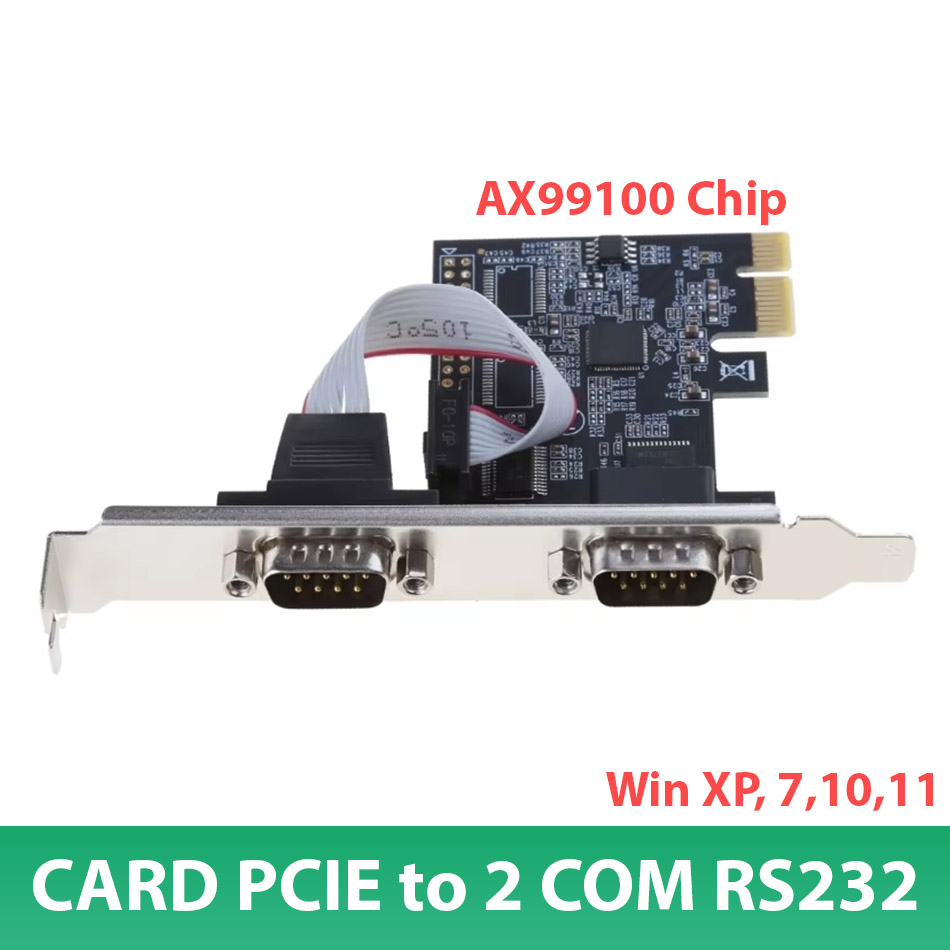 Card PCI-E sang 2 COM RS232 Chip AX99100