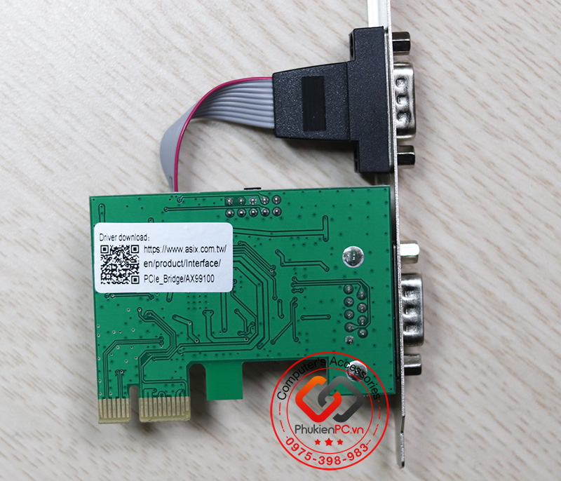 Card PCI-E sang 2 COM RS232 Chip AX99100