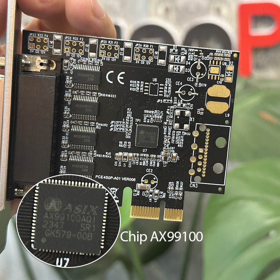 Card chuyển đổi PCI-E to 4 RS232 Chipset AX99100 hỗ trợ Win 7/10/11