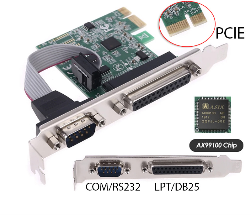 Card chuyển đổi PCI-E sang COM RS232, DB25 LPT