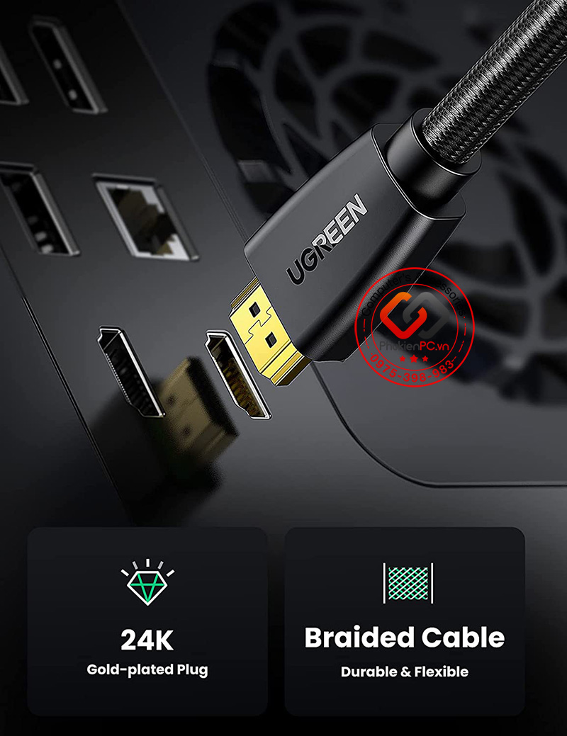 Cáp HDMI 2.0 1M hỗ trợ 4K 2K Ugreen dây bọc vải