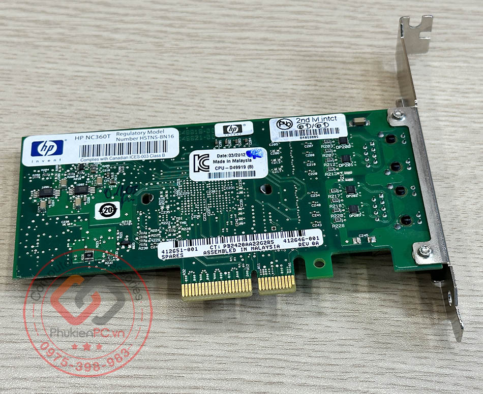 Card mạng PCIe x4 to 2 Port Ethernet Gigabit intel PRO/1000 PT Dual Port Server