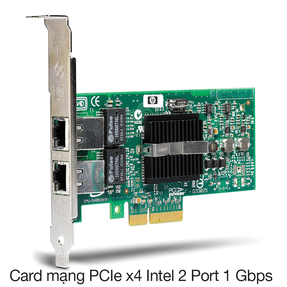 Card mạng PCIe x4 to 2 Port Ethernet Gigabit intel PRO/1000 PT Dual Port Server