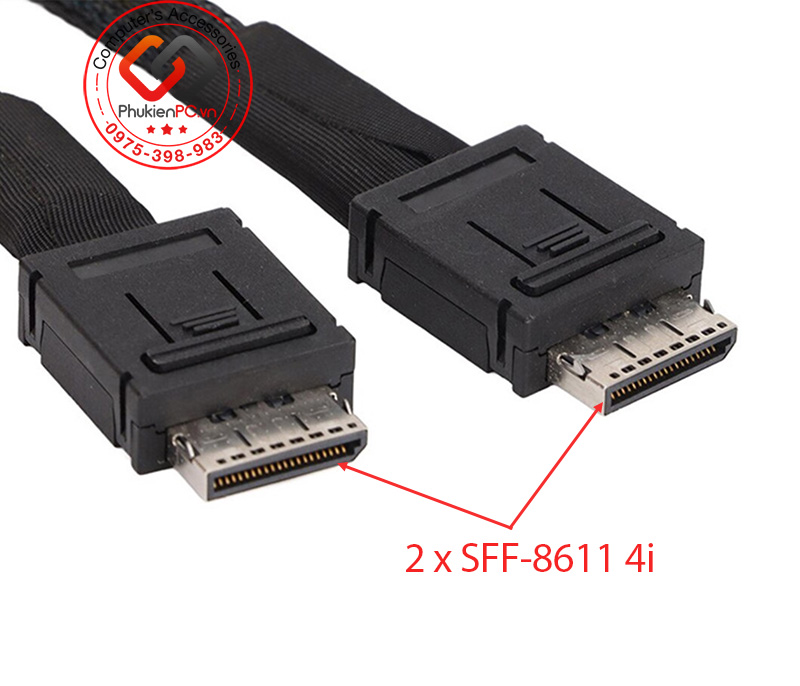 Dây cáp Slim SAS SFF-8654 8i To Oculink SFF-8611 4ix2 Server