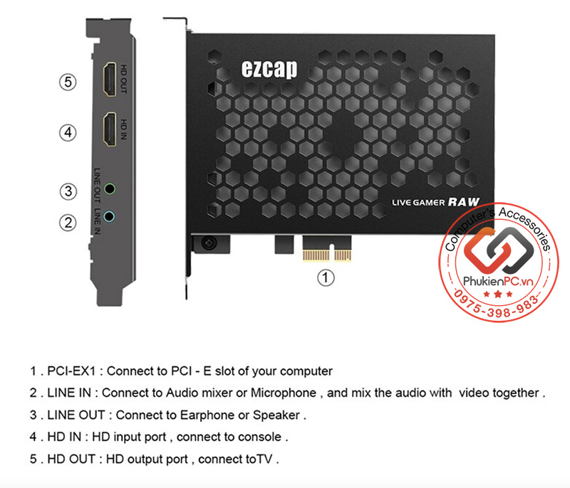 Card PCI-e to HDMI Capture Live Stream 4K 30fps 2K 60fps 1080P 120fps