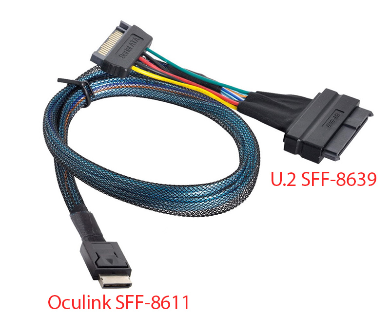 Dây cáp Oculink 4i SFF-8611 to U.2 SFF-8639 NVMe 2.5 SSD