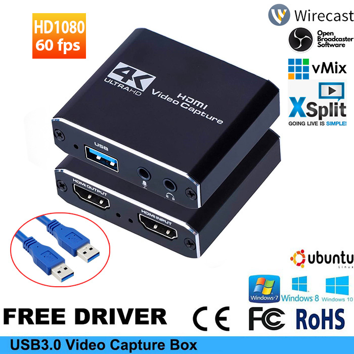 Box HDMI ghi hình, live stream video 4K USB 3.0 có mic