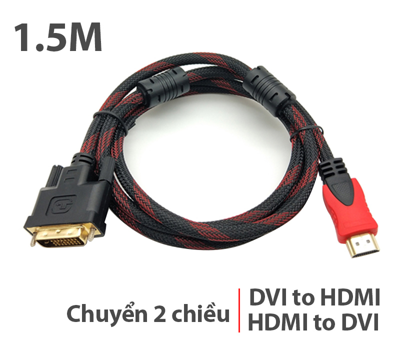 Cáp DVI-D 24+1 sang HDMI dài 1.5M chuyển đổi 2 chiều