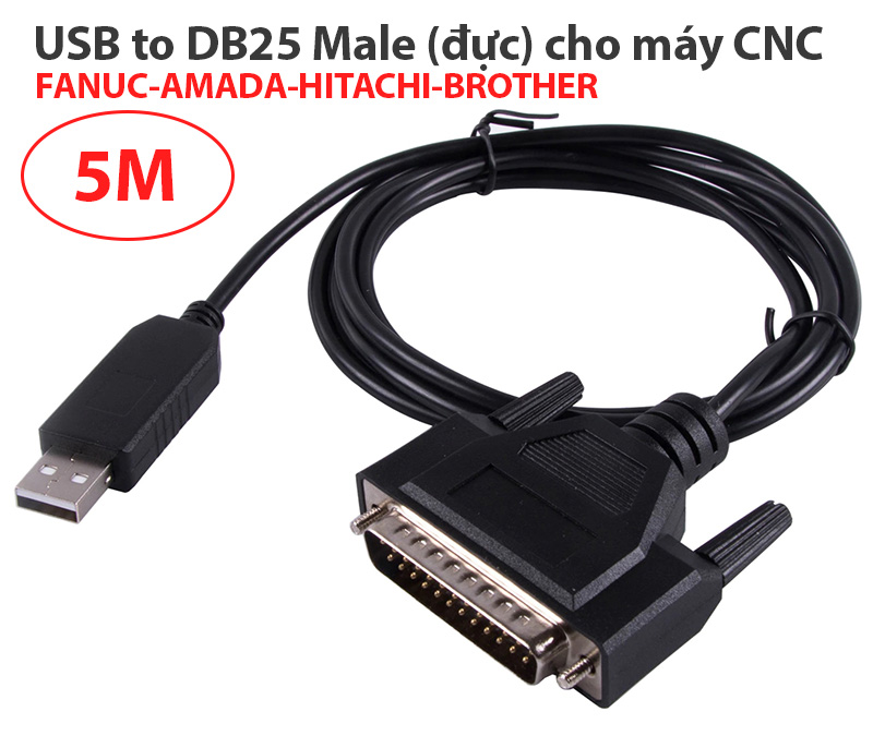 Cáp USB sang DB25 Male (chân đực) cho máy CNC 5M
