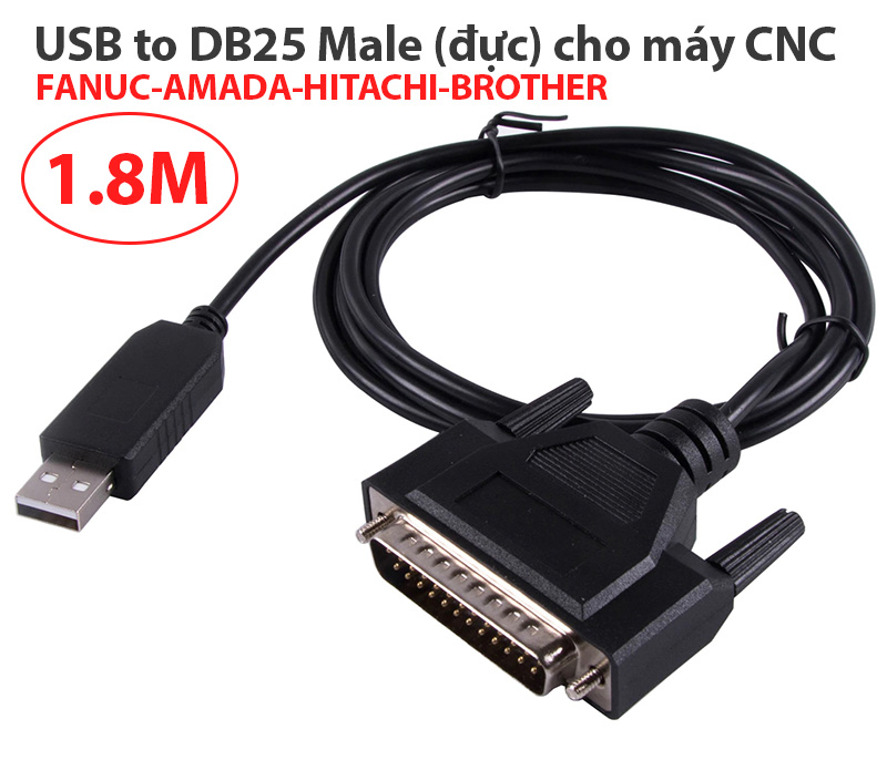 Cáp USB sang DB25 Male (chân đực) cho máy CNC 1.8M