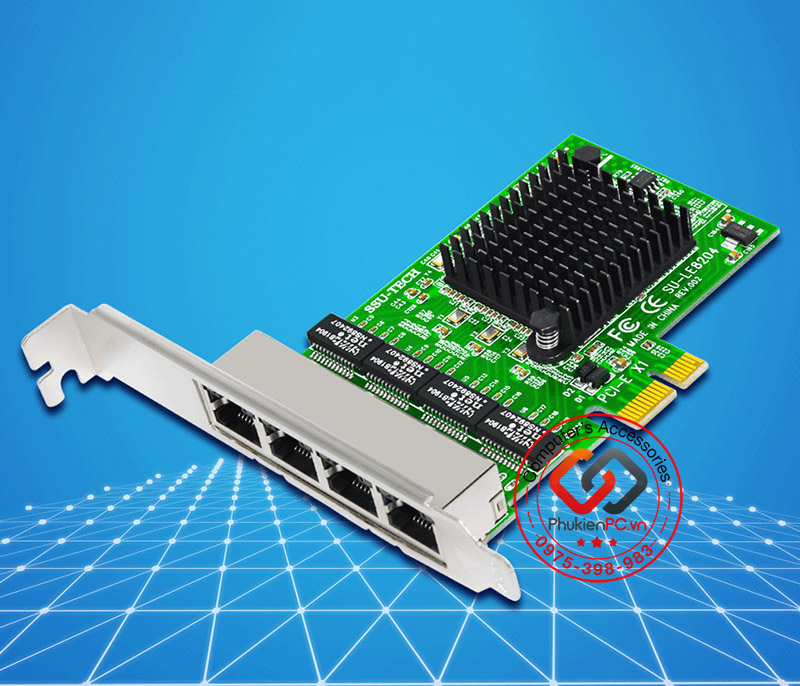 Card mạng PCIe to Quad 4 LAN 10/100/1000 cho PC, Server