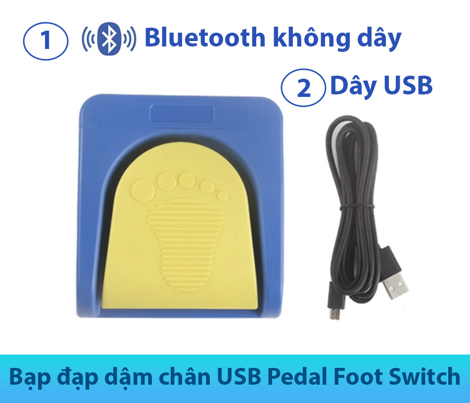 USB Pedal Foot Switch Bluetooth-bàn đạp không dây chụp ảnh máy siêu âm nội soi