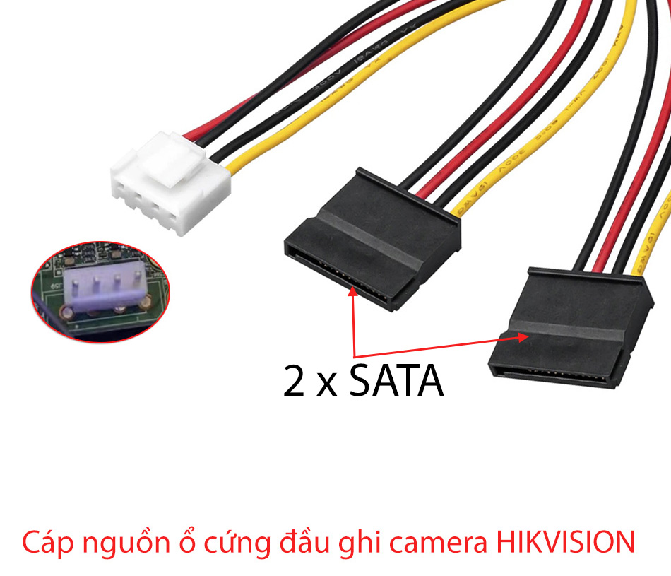 Dây nguồn cấp 2 ổ cứng HDD đầu ghi Camera Hikvision